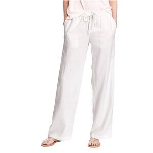 Old Navy Women's High-Waisted Linen-Blend Wide-Leg Pants in White